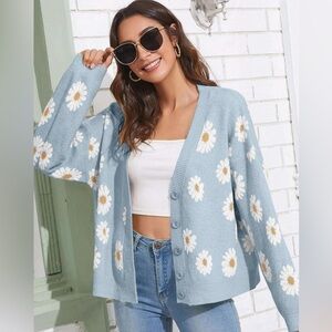 Daisy Blue Cardigan Sweater
